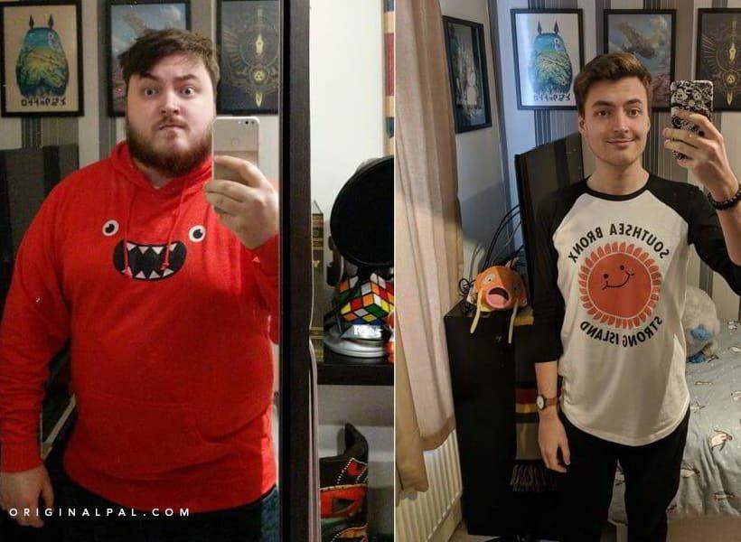 دو عکس از یک شخص قبل و بعد از کم کردن وزن